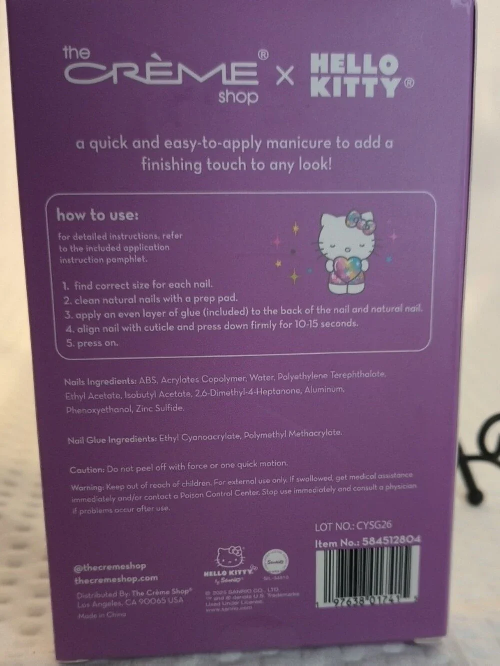 Hello Kitty x The Crème Shop Purple Press-On Nails